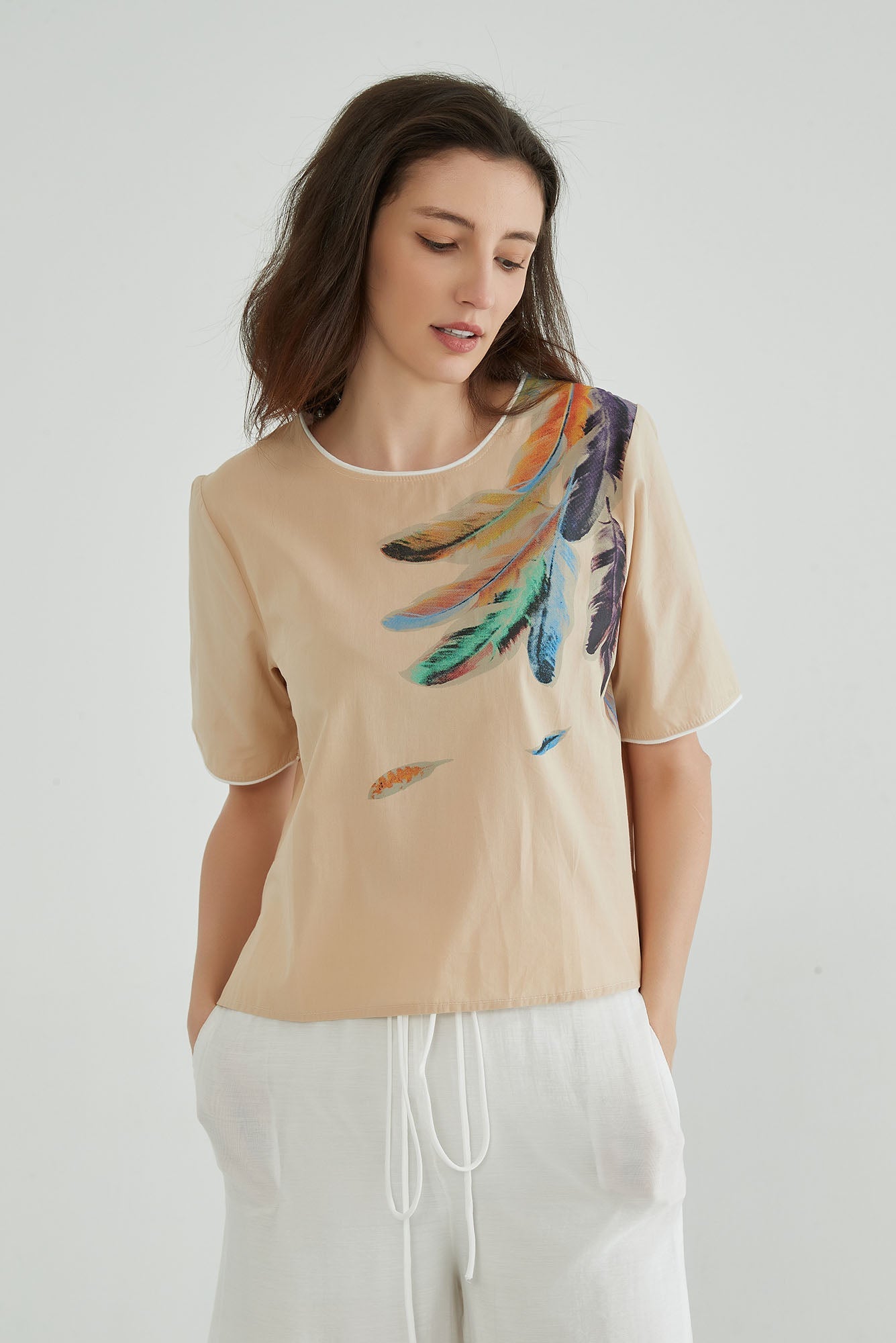 Vanilla Women Cotton Floral Top - Whisper Mint